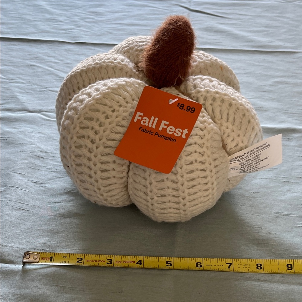 NWT Fall Fest Cream  Fabric Pumpkin - Picture 6 of 7